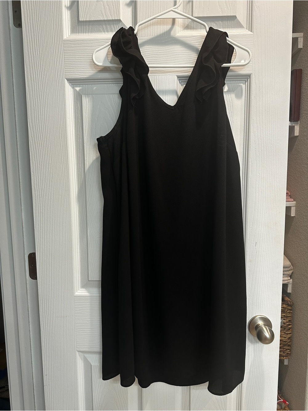 Elegant Black Ruffle-Shoulder Mini Dress